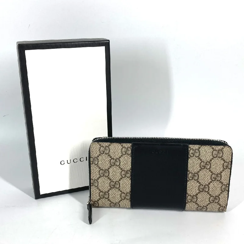 GUCCI Long Wallet Purse 451249 PVC leather beige GG Supreme Long wallet Women Used