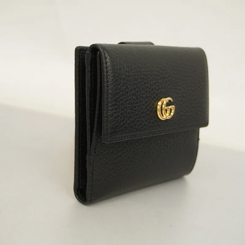 GUCCI  GG Marmont Gold Hardware 456122 Women's Leather Wallet Black