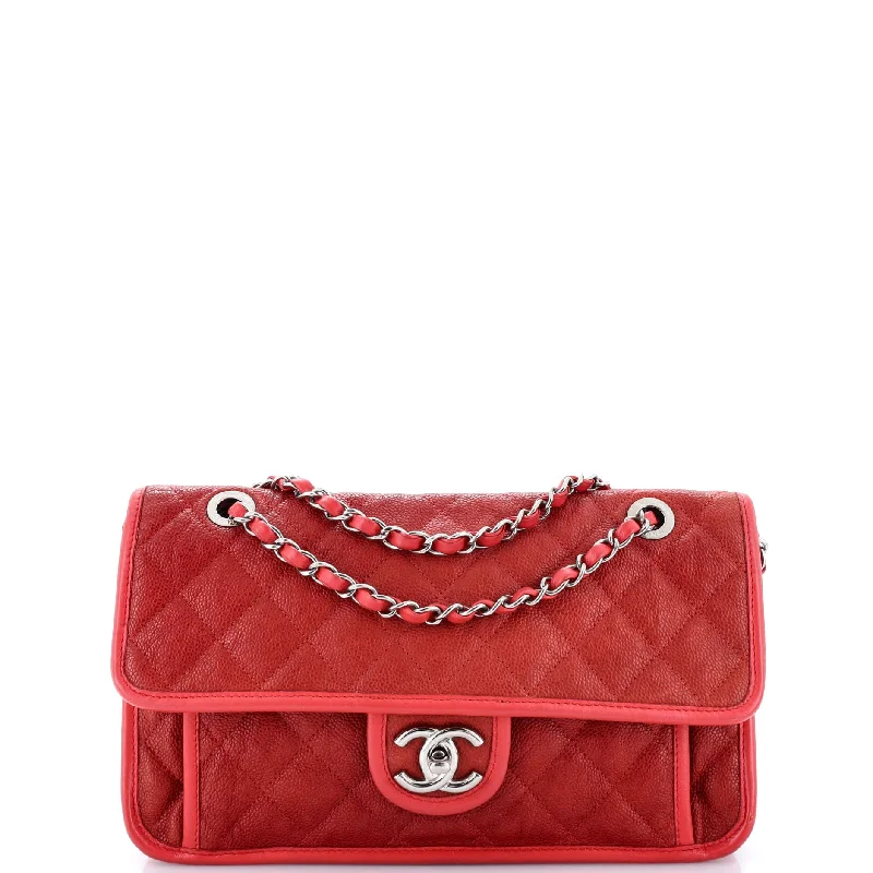 French Riviera Flap Bag Quilted Caviar Medium