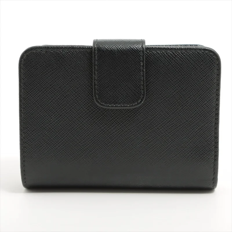 Prada Saffiano Leather Compact Wallet Black