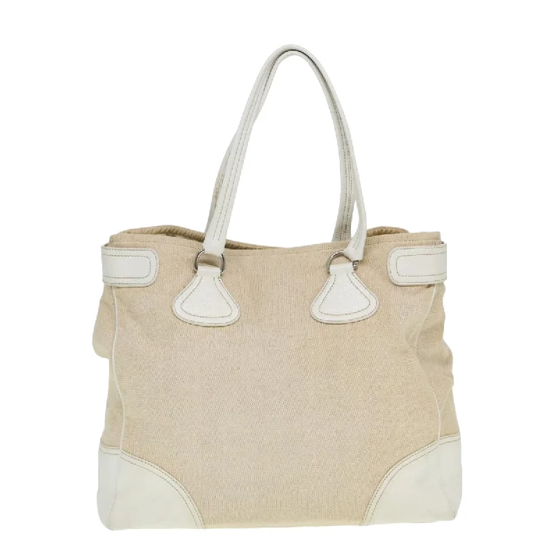 PRADA Tote Bag Canvas Beige  77732