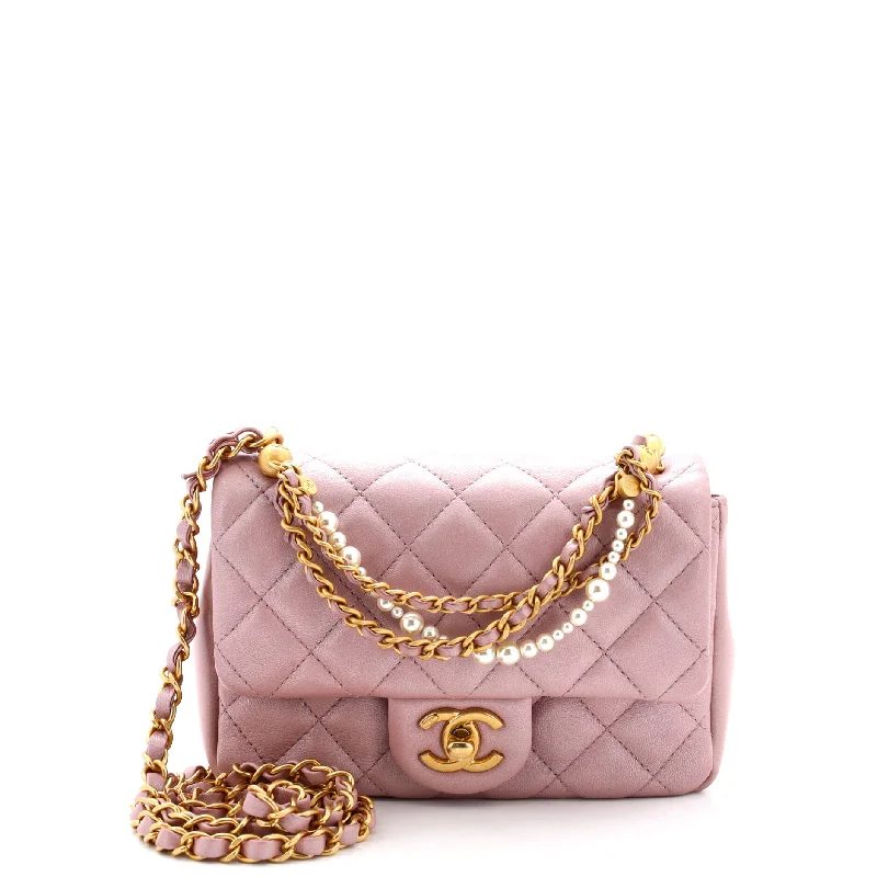 Pearl Twist Single Flap Bag Quilted Shiny Lambskin Mini