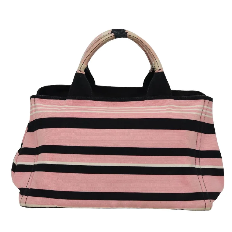 PRADA Canapa MM Hand Bag Canvas 2way Pink Navy  78269