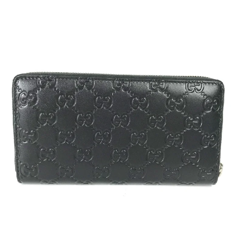 GUCCI Long Wallet Purse 473928 leather black GG long wallet Guccisima mens Secondhand