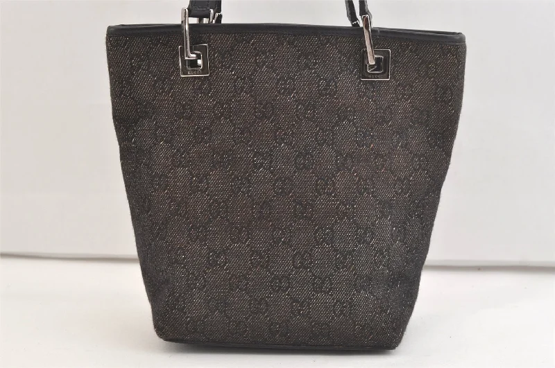 Authentic GUCCI Shoulder Tote Bag Purse GG Canvas Leather 31244 Black 3260K