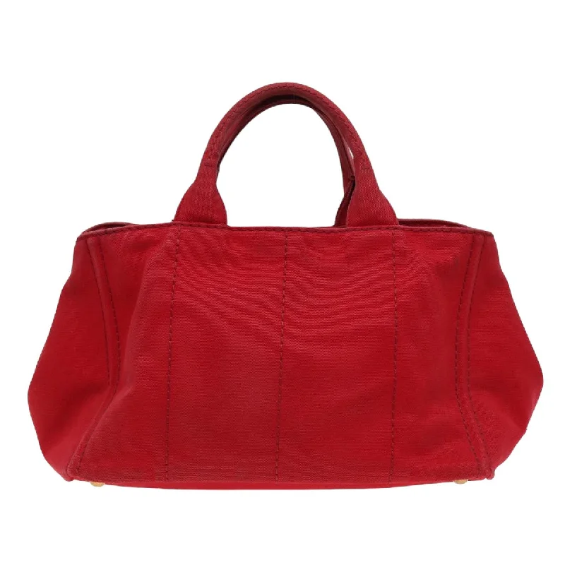 PRADA Canapa MM Hand Bag Canvas 2way Red  ep4733