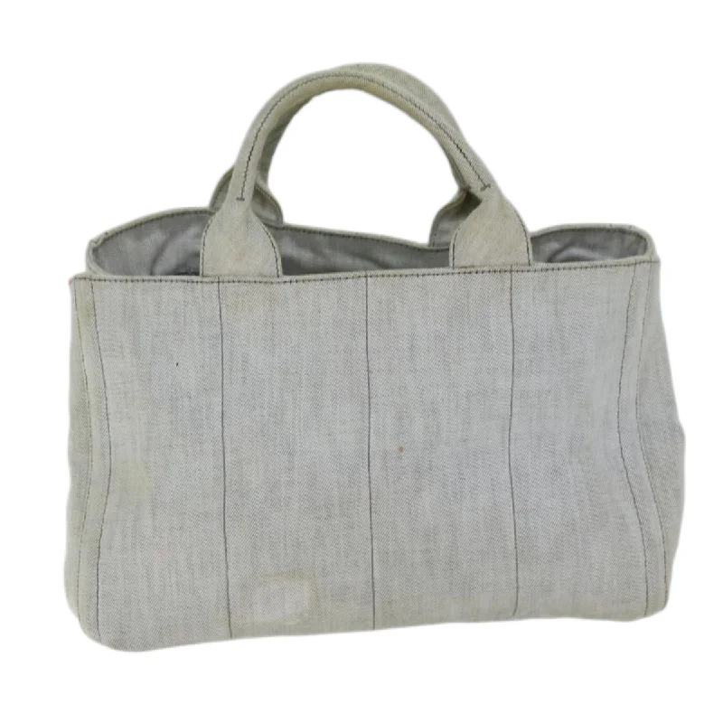 PRADA Bijoux Canapa MM Hand Bag Canvas 2way Gray  bs14279