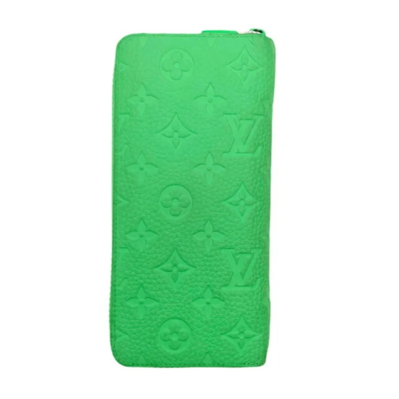 LOUIS VUITTON Zippy Vertical Monogram Taurillon Leather Round Long Wallet Zip Veil Cloak Green M81549 Men Women