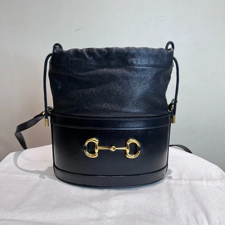 Gucci Calfskin Black Basket Shoulder Bag