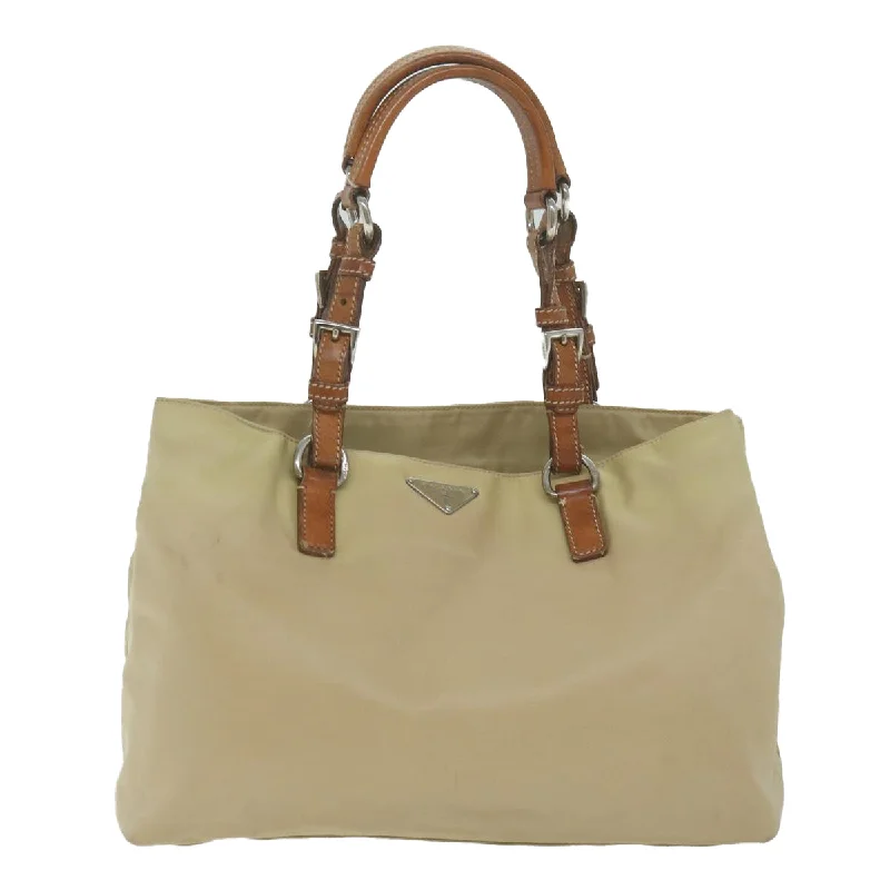 PRADA Tote Bag Nylon Beige  yb466