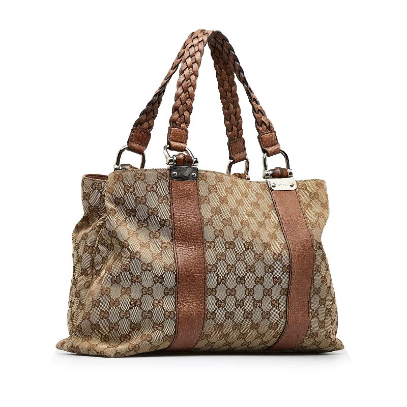 GUCCI Medium GG Canvas Bamboo Bar Tote Tote Bag