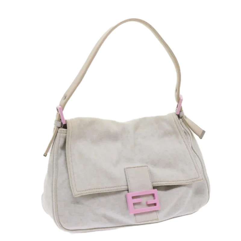 FENDI Mamma Baguette Shoulder Bag cotton White 26325  ep2601