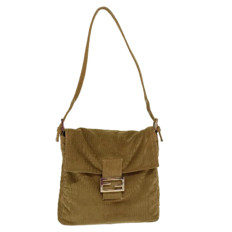 FENDI Mamma Baguette Shoulder Bag Corduroy Khaki  ki2956