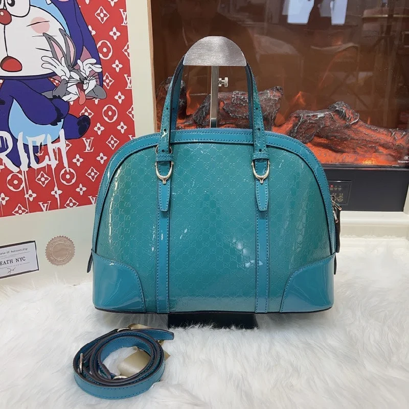 Gucci Blue Alma Bag Medium Size Leather Handbag