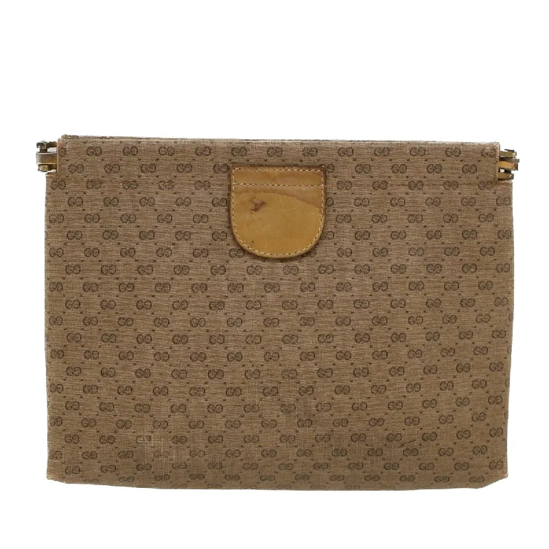 GUCCI Micro GG Canvas Clutch Bag PVC Leather Beige 67-039-5229  ep1090