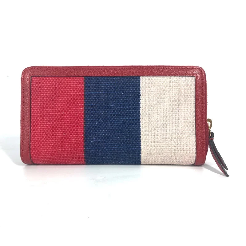 GUCCI Long Wallet Purse 524790 Canvas leather Red Long wallet logo stripe Women Used