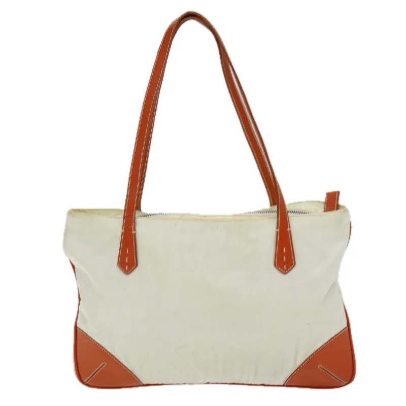 PRADA Tote Bag Nylon Beige Orange  75334