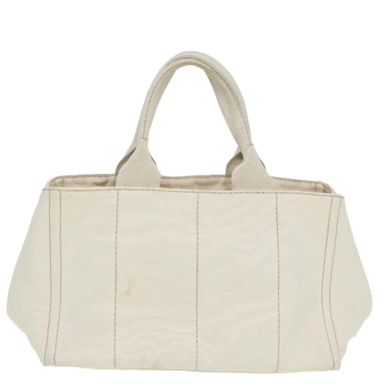 PRADA Canapa MM Hand Bag Canvas Beige  80208