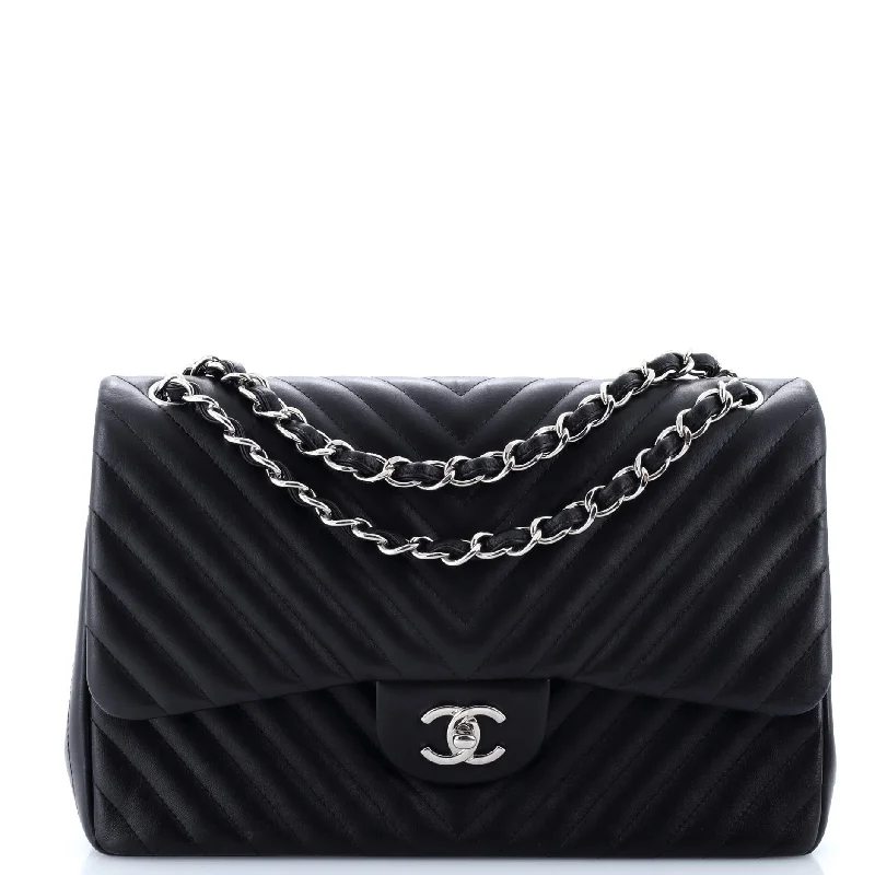 Classic Double Flap Bag Chevron Lambskin Jumbo