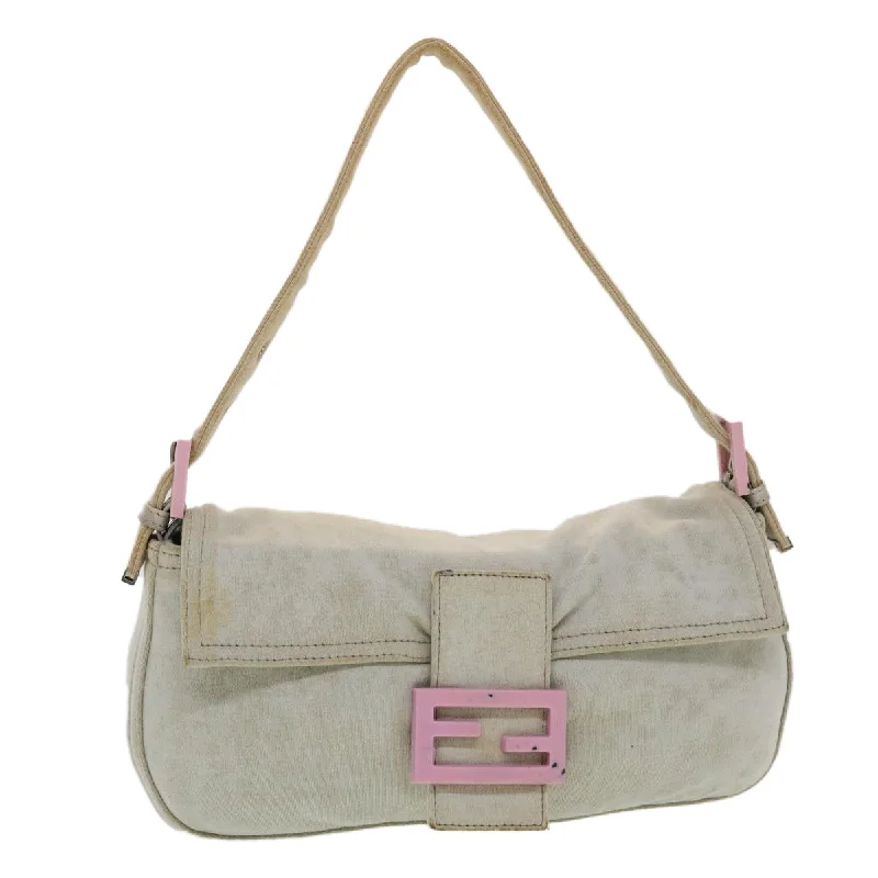 FENDI Mamma Baguette Shoulder Bag Canvas Gray 2305.26424.008  44273