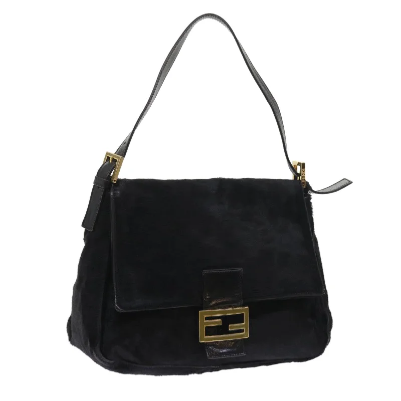 FENDI Mamma Baguette Shoulder Bag Harako leather Black  55751