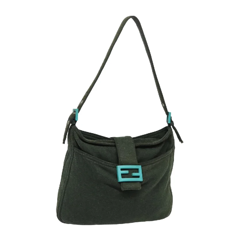 FENDI Mamma Baguette Shoulder Bag Cotton Green  mr306