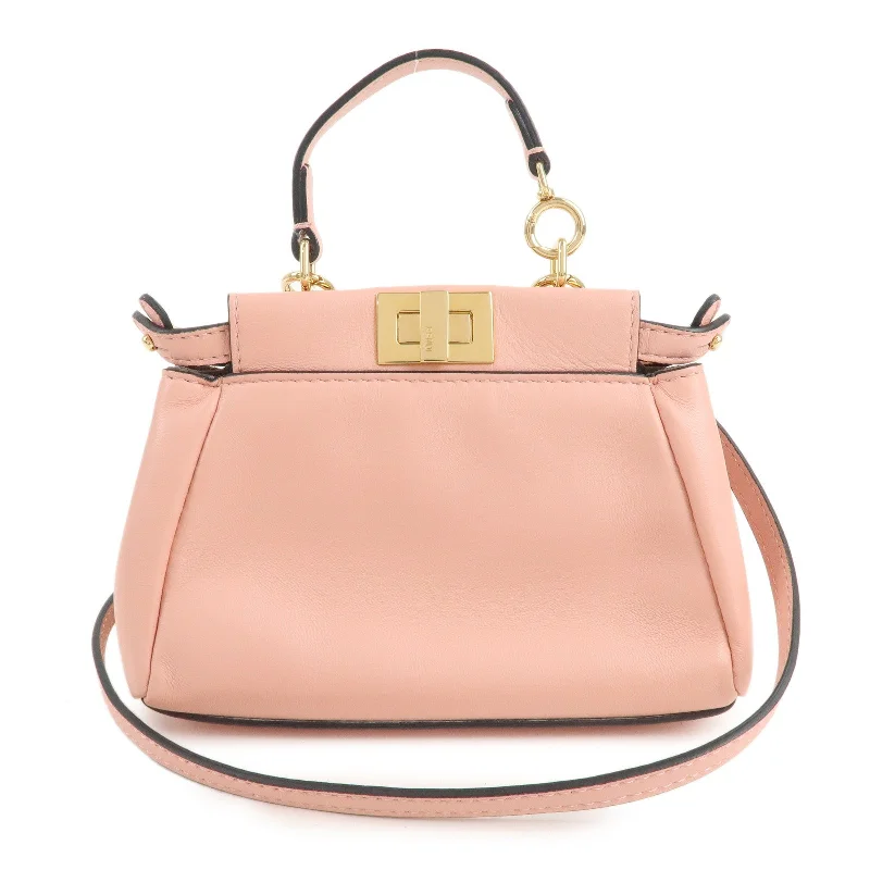 FENDI Micro Peekaboo Leather 2Way Bag Hand Bag Pink 8M0355