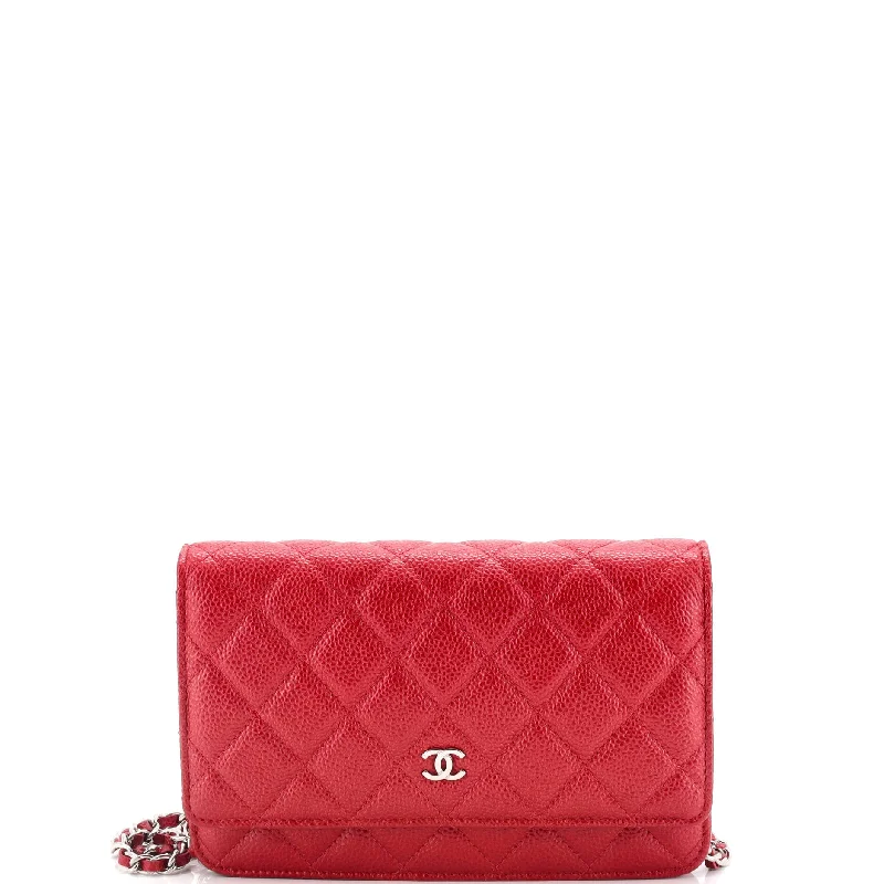 Wallet on Chain Quilted Iridescent Caviar