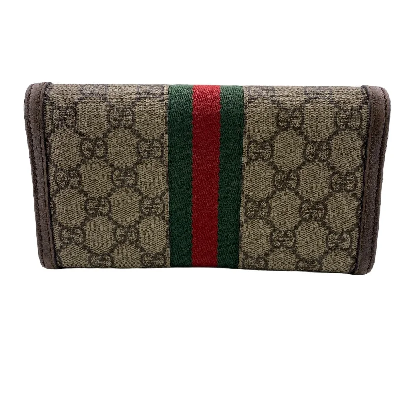 GUCCI Long Wallet Purse 523153 canvas Brown GG Supreme Ofidia Women Used