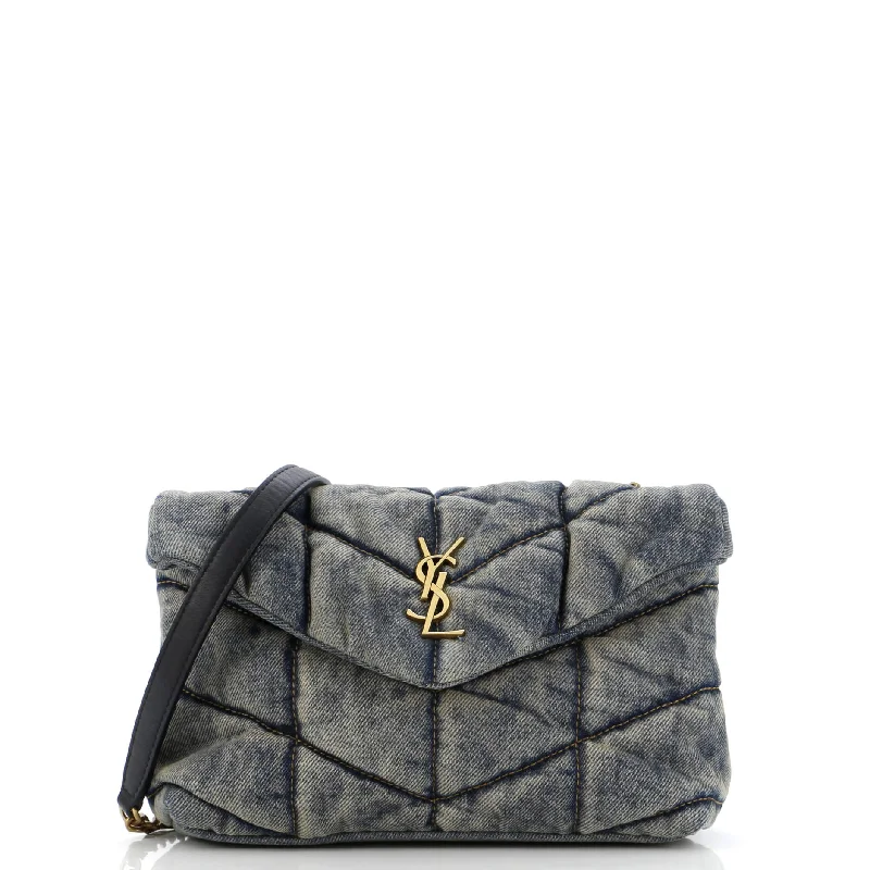 Loulou Puffer Shoulder Bag Quilted Vintage Denim Mini