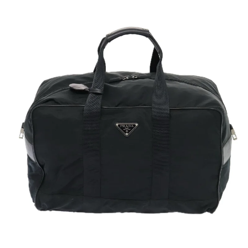 PRADA Boston Bag Nylon Black Silver  83519