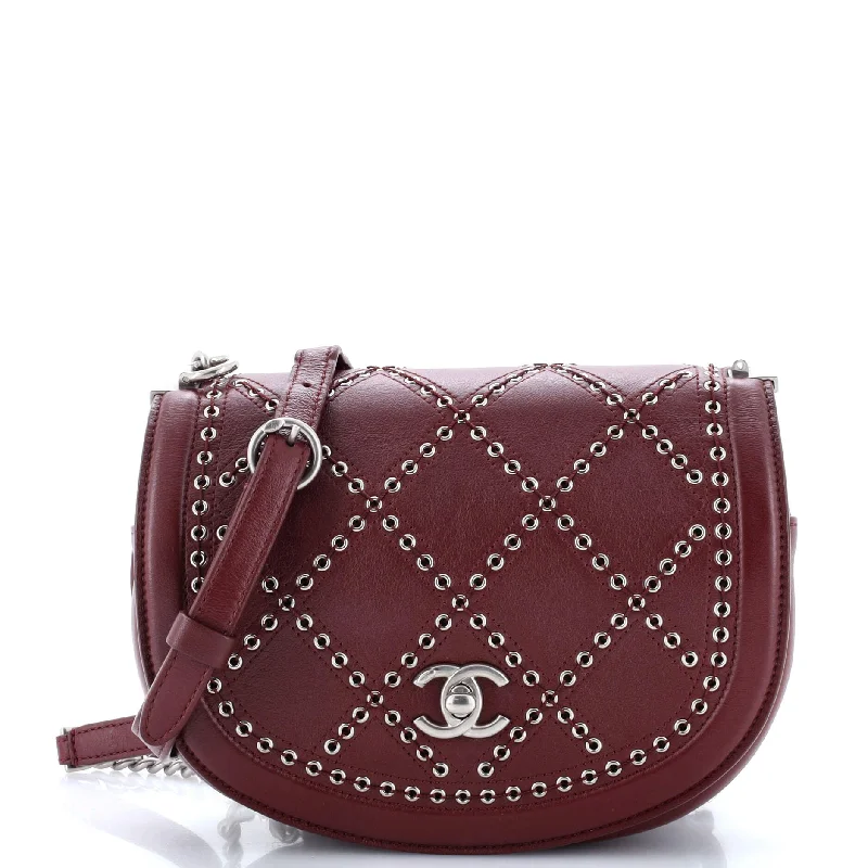 Coco Eyelets Round Flap Bag Quilted Calfskin Small