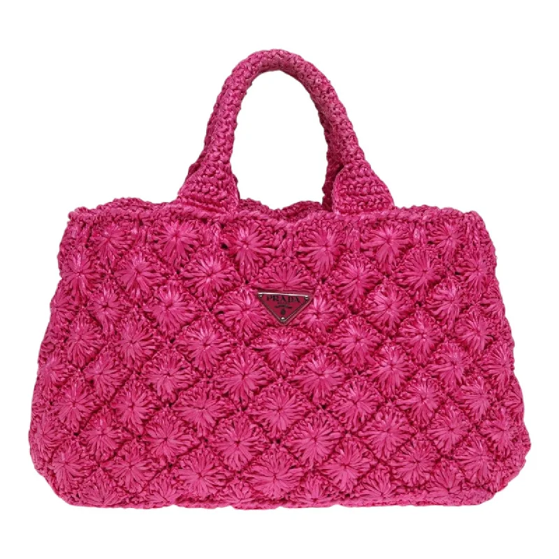 PRADA Canapa GM Hand Bag Raffia 2way Pink  87669A