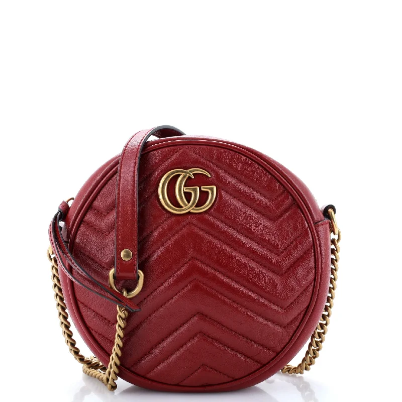 GG Marmont Round Shoulder Bag Matelasse Leather Mini