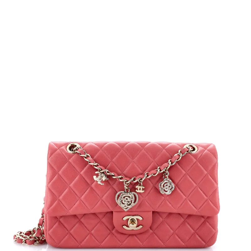 Valentine Crystal Hearts Flap Bag Quilted Lambskin Medium