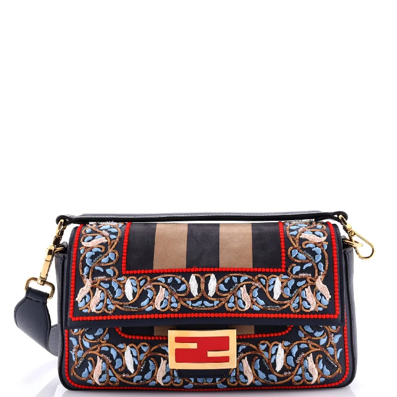 Baguette NM Bag Embroidered Leather and Pequin Nubuck Medium