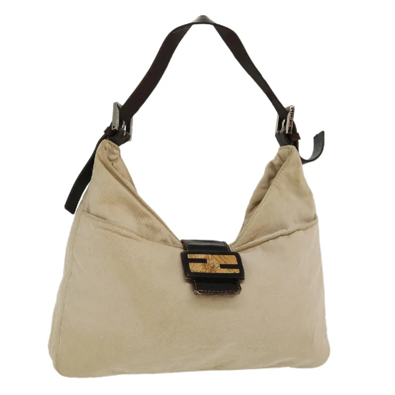 FENDI Mamma Baguette Shoulder Bag Canvas Beige 2355 26569 008  ac1798