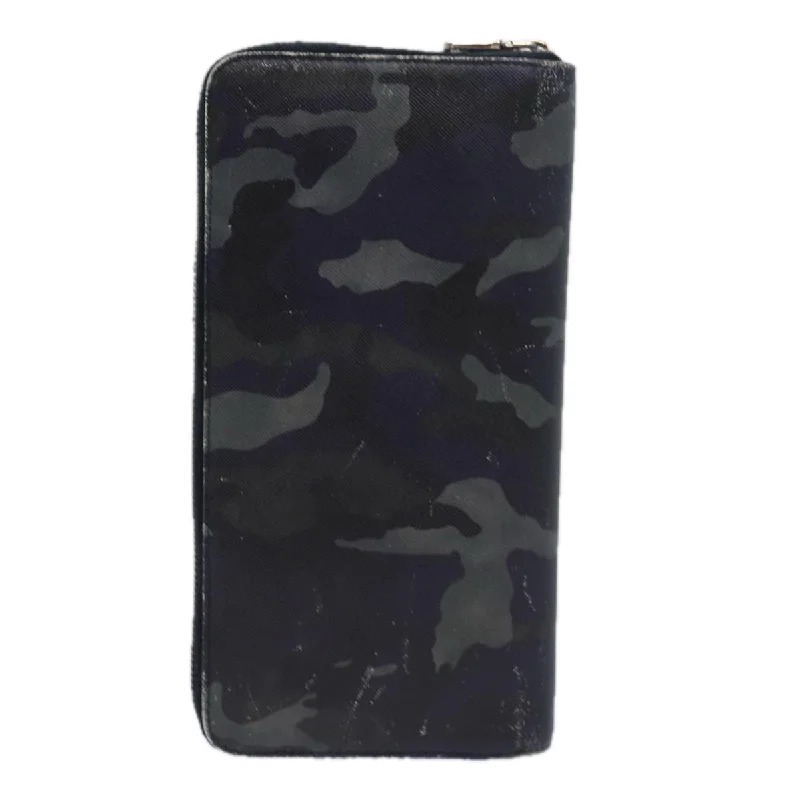 PRADA Camouflage Long Wallet Safiano leather Black  bs15649