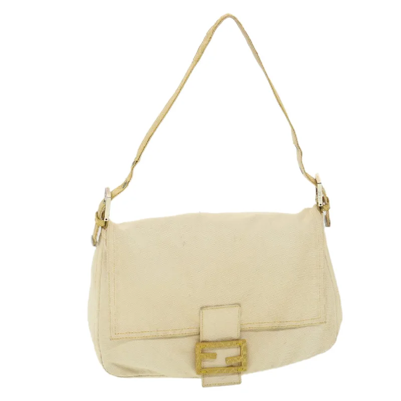 FENDI Mamma Baguette Shoulder Bag Canvas Beige 2305.26325.008  bs4424