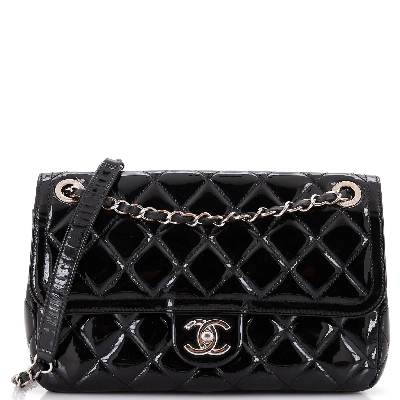 Coco Shine Flap Bag Quilted Patent Medium