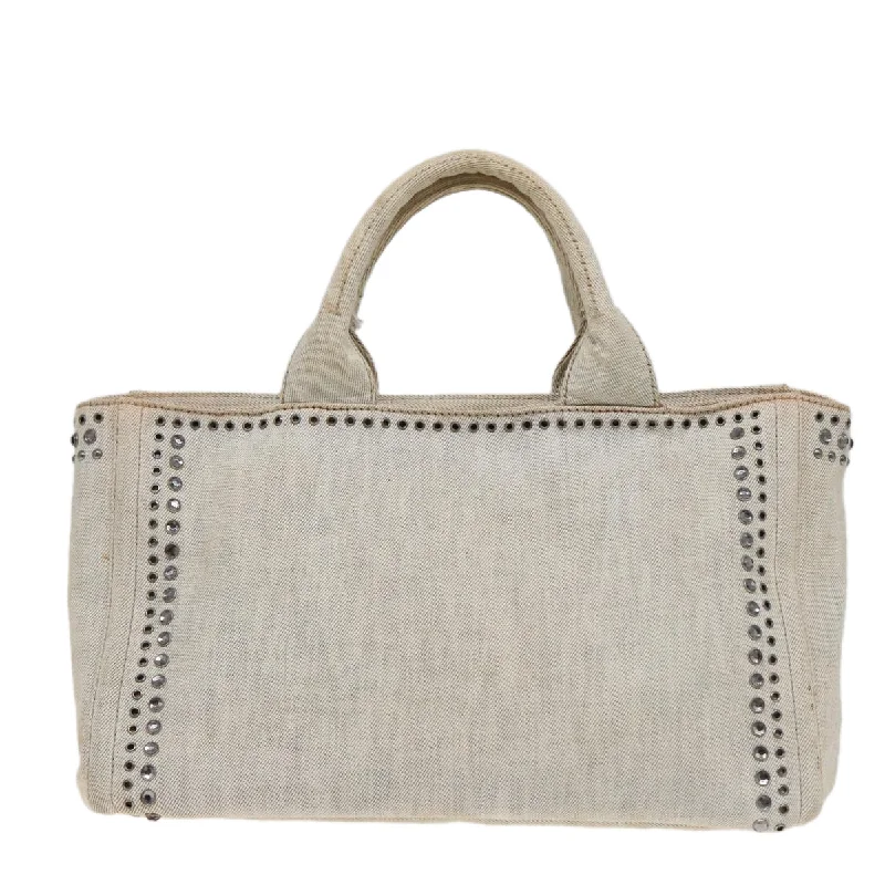 PRADA Bijoux Canapa MM Hand Bag Canvas Gray  79525