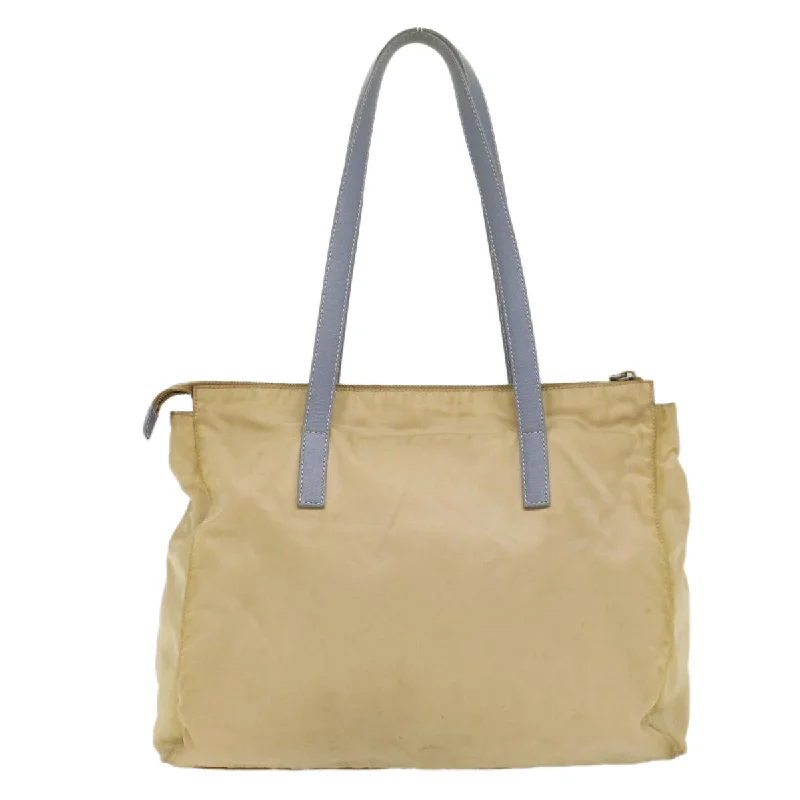 PRADA Tote Bag Nylon Beige  cl695