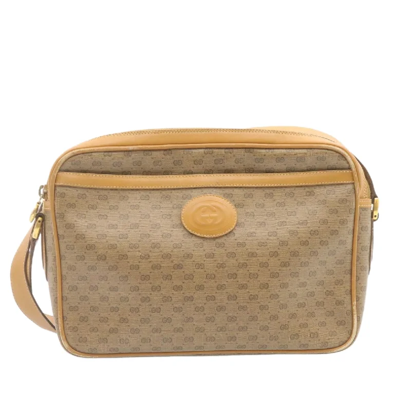 GUCCI Micro GG Canvas Cross body Shoulder Bag PVC Leather Beige  am1195g