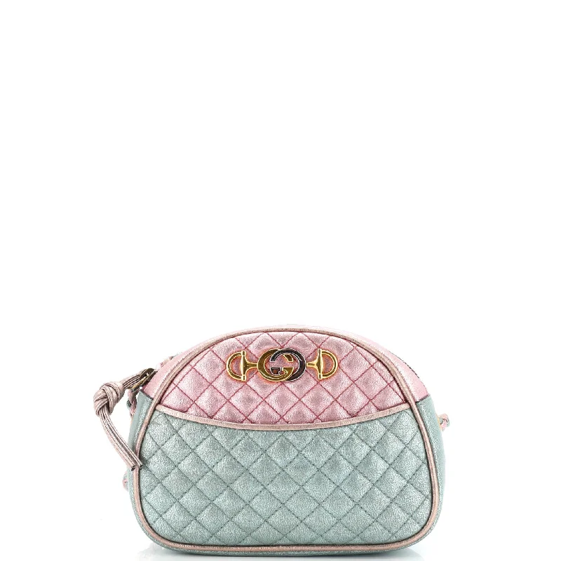 Trapuntata Camera Shoulder Bag Quilted Laminated Leather Mini