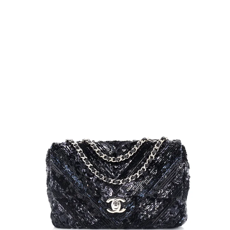 CC Flap Bag Chevron Sequins Mini