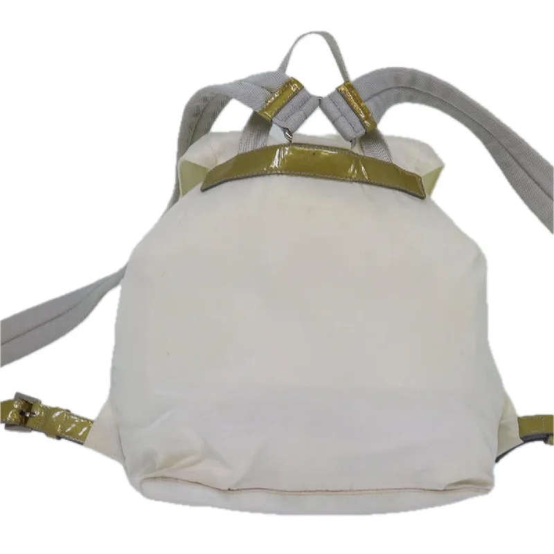 PRADA Backpack Nylon White Silver  85291