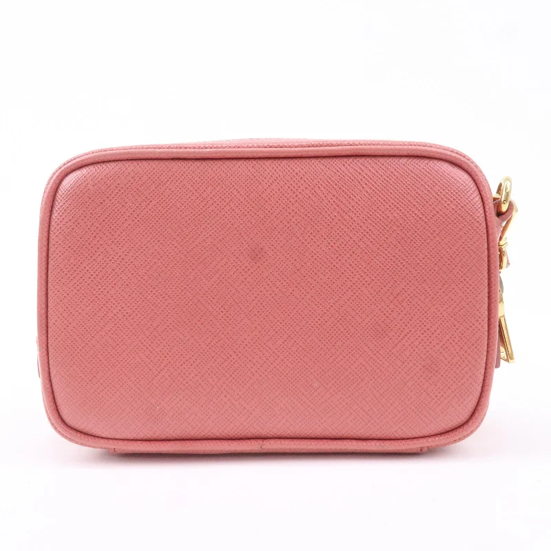 PRADA Logo Leather Crossbody Shoulder Bag Pink 1N1674