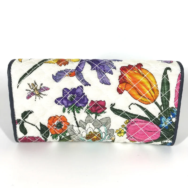 GUCCI Long Wallet Purse 536352 canvas multicolor Flora Floral Flower GG Continental wallet Women Secondhand