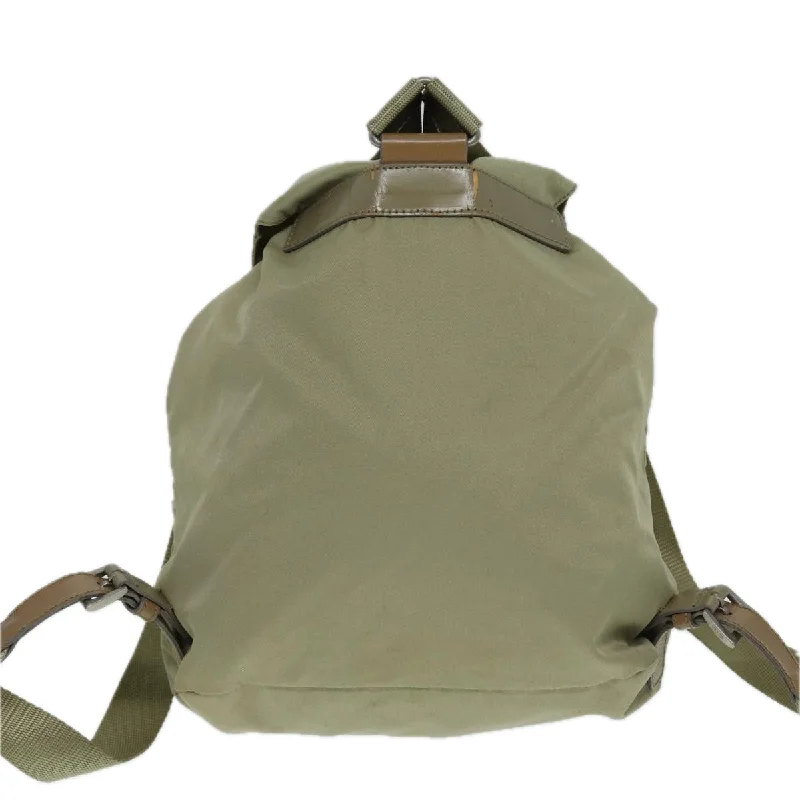 PRADA Backpack Nylon Beige Silver  bs17052