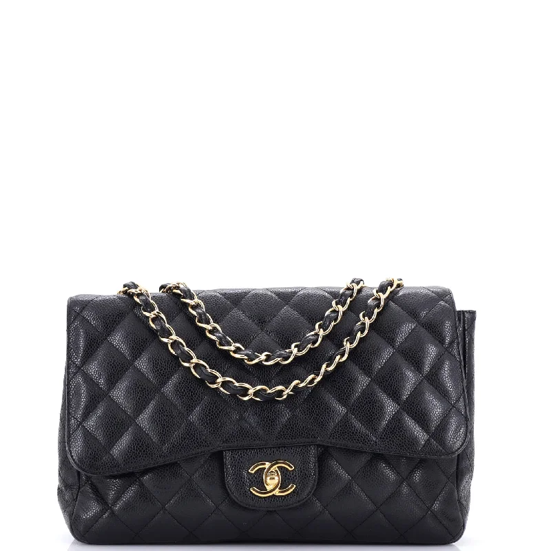 Classic Single Flap Bag Quilted Caviar Jumbo